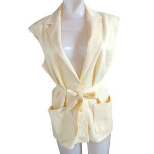 sz 10 Vintage Women's Vest 1980's Alex Colman Blazer Belted Waist & Pockets